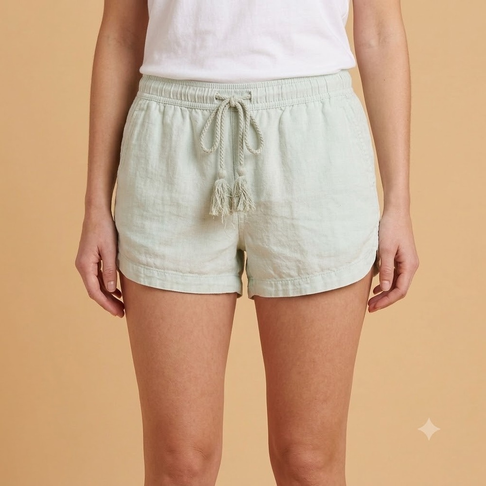Vineyard Vines Linen Shorts Womens L Mint‎ Green Drawstring Tassel